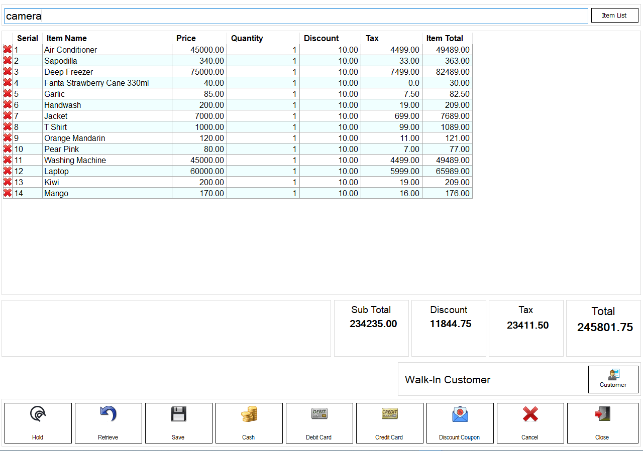 Sales Terminal Items Simple Top View