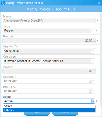 Modify Invoice Discount Rule