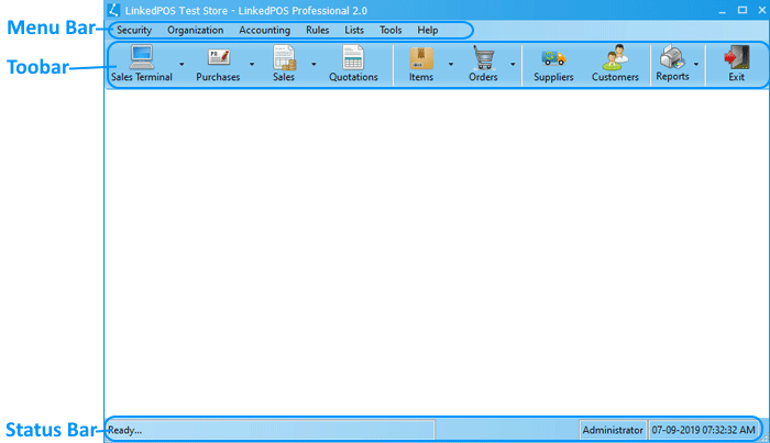 LinkedPOS Main Screen