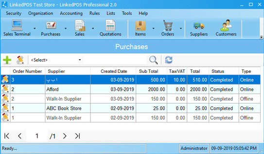 Purchases Table