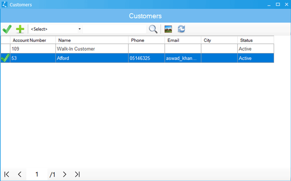 Customers Lookup Dialog