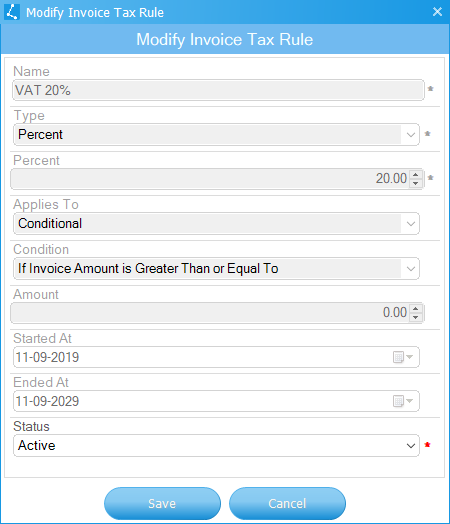Modify Invoice Tax Rule