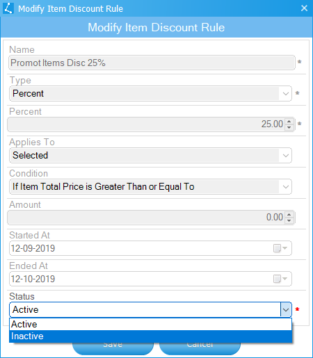 Modify Item Discount Rule