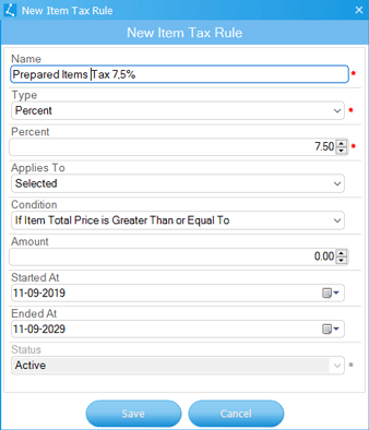 New Item Tax Rule