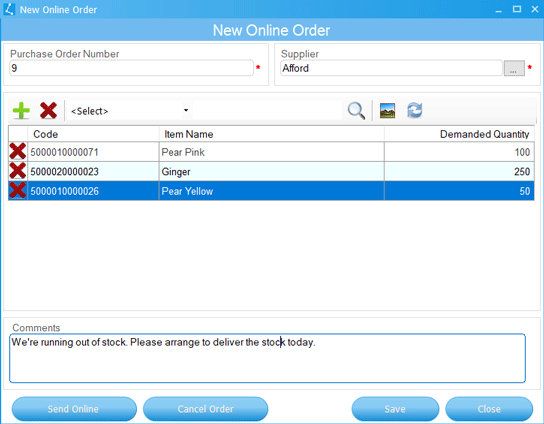 New My Order Dialog