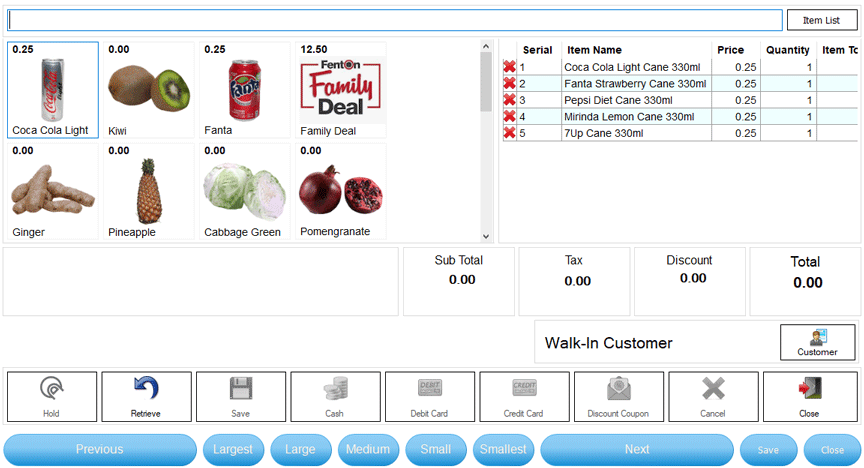 Sales Terminal Layout Settings