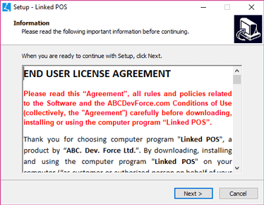 End User License Agreement Dialog